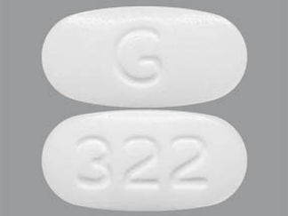 This is a Tablet imprinted with G on the front, 322 on the back.