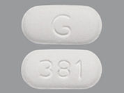 Riluzole: This is a Tablet imprinted with 381 on the front, G on the back.