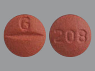 This is a Tablet imprinted with G on the front, 208 on the back.