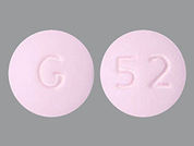 Solifenacin Succinate: This is a Tablet imprinted with G on the front, 52 on the back.