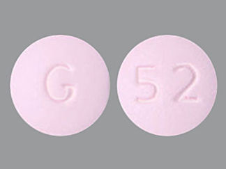 This is a Tablet imprinted with G on the front, 52 on the back.