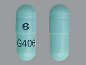 Indomethacin: Esto es un Cápsula verde oblongo imprimido con logo en la parte delantera, G406 en la parte posterior, y es fabricado por GLENMARK PHARMA.