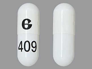 This is a Capsule Er 12 Hr imprinted with logo on the front, 409 on the back.