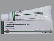 Lidocaine: This is a Ointment imprinted with nothing on the front, nothing on the back.