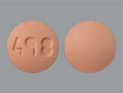 Zolmitriptan: This is a pink round Tablet imprinted with 498 on the front, nothing on the back, and is manufactured by BLUEPOINT LABOR.