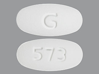 This is a Tablet imprinted with 573 on the front, G on the back.