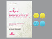 Ashlyna: This is a Tablet Dose Pack 3 Months imprinted with E1 or D8 on the front, nothing on the back.