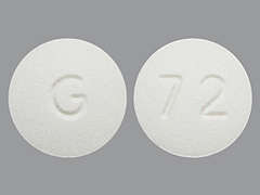 Esto es un Tableta blanco redondo imprimido con 72 en la parte delantera, G en la parte posterior, y es fabricado por GLENMARK PHARMA.