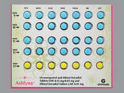 Ashlyna: Esto es un Tableta Empaque De Dosis 3 Meses multicolor (2) redondo imprimido con E1 or D8 en la parte delantera, nada en la parte posterior, y es fabricado por GLENMARK PHARMA.