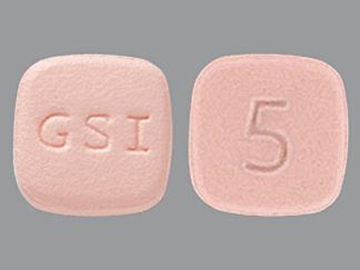 This is a Tablet imprinted with 5 on the front, GSI on the back.