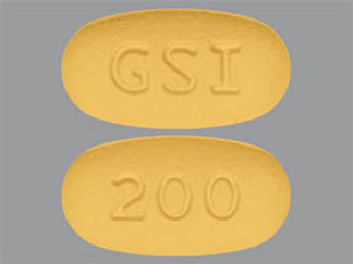 This is a Tablet imprinted with GSI on the front, 200 on the back.