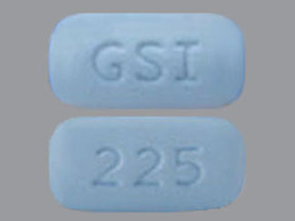 This is a Tablet imprinted with GSI on the front, 225 on the back.