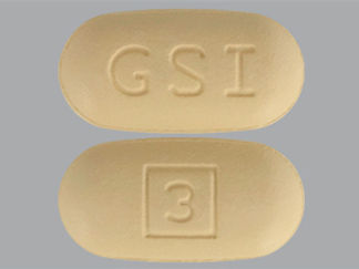 This is a Tablet imprinted with GSI on the front, logo on the back.