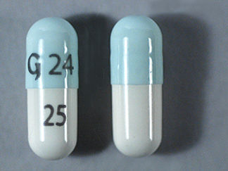 This is a Capsule imprinted with G 24 on the front, 25 on the back.