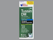 Tussin Dm Clear: Esto es un Jarabe imprimido con nada en la parte delantera, nada en la parte posterior, y es fabricado por None.