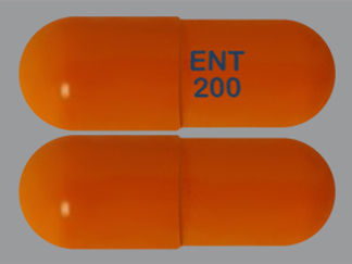 This is a Capsule imprinted with ENT  200 on the front, nothing on the back.