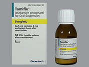 Tamiflu: Esto es un Suspensión Reconstituida Oral imprimido con nada en la parte delantera, nada en la parte posterior, y es fabricado por None.