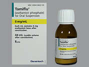 Tamiflu: Esto es un Suspensión Reconstituido Oral blanco imprimido con nada en la parte delantera, nada en la parte posterior, y es fabricado por GENENTECH, INC..