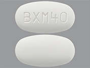 Xofluza: Esto es un Tableta blanco oblongo imprimido con BXM40 en la parte delantera, nada en la parte posterior, y es fabricado por GENENTECH, INC..