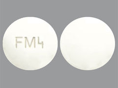 This is a white round Tablet Er imprinted with FM4 on the front, nothing on the back, and is manufactured by GRANULES PHARMA.