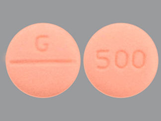 This is a Tablet imprinted with G on the front, 500 on the back.