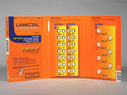 Lamictal: This is a Tablet Dose Pack imprinted with LAMICTAL  25 or LAMICTAL  100 on the front, nothing on the back.