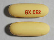Avodart: This is a dull yellow oblong Capsule imprinted with GX CE2 on the front, nothing on the back, and is manufactured by WAYLIS THERAPEU.