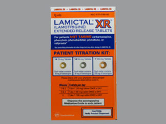 This is a Tablet Er Dose Pack imprinted with LAMICTAL XR 25 or 50 or 100 on the front, nothing on the back.