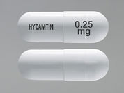 Hycamtin: Esto es un Cápsula imprimido con HYCAMTIN en la parte delantera, 0.25  mg en la parte posterior, y es fabricado por None.