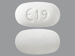 This is a Tablet imprinted with E 19 on the front, nothing on the back.