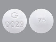 Diclofenac Sodium-Misoprostol: Esto es un Tableta Inmediato D Release Biphase imprimido con G  0029 en la parte delantera, 75 en la parte posterior, y es fabricado por None.