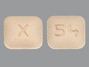 Montelukast Sodium: Esto es un Tableta imprimido con X en la parte delantera, 54 en la parte posterior, y es fabricado por None.