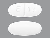 Levetiracetam: This is a Tablet imprinted with E 13 on the front, nothing on the back.