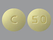 Olanzapine: This is a Tablet imprinted with C on the front, 50 on the back.