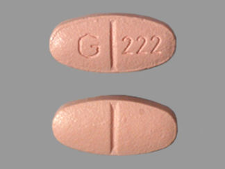 This is a Tablet imprinted with G 222 on the front, nothing on the back.