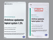 Diclofenac Epolamine: This is a Patch Transdermal 12 Hours imprinted with GREENSTONE<DICLOFENAC EPOLAMINE>1.3% on the front, nothing on the back.