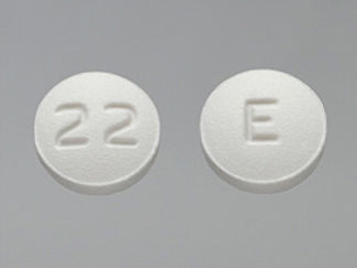 This is a Tablet imprinted with E on the front, 22 on the back.