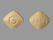 Eplerenone: This is a Tablet imprinted with G on the front, 25mg on the back.