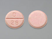 Hydrochlorothiazide: This is a Tablet imprinted with D on the front, 28 on the back.