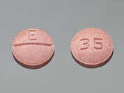 Trandolapril: This is a salmon round Tablet imprinted with E on the front, 35 on the back, and is manufactured by RISING PHARM.