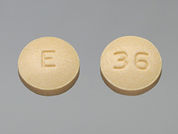 Trandolapril: This is a Tablet imprinted with E on the front, 36 on the back.