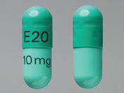 Zaleplon: Esto es un Cápsula imprimido con E20 en la parte delantera, 10 mg en la parte posterior, y es fabricado por None.