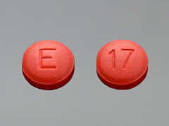 Esto es un Tableta rosado oscuro redondo imprimido con E en la parte delantera, 17 en la parte posterior, y es fabricado por AUROBINDO PHARM.