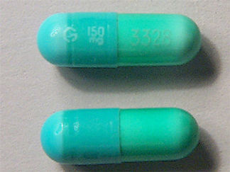 Esto es un Cápsula imprimido con G 150 mg en la parte delantera, 3328 en la parte posterior, y es fabricado por None.