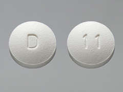 Esto es un Tableta blanco redondo imprimido con D en la parte delantera, 11 en la parte posterior, y es fabricado por AUROBINDO PHARM.
