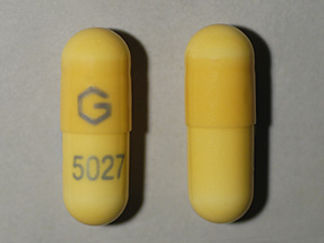 This is a Capsule imprinted with G on the front, 5027 on the back.