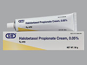 Halobetasol Propionate: This is a Cream imprinted with nothing on the front, nothing on the back.