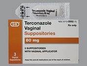 Terconazole: This is a Suppository Vaginal imprinted with nothing on the front, nothing on the back.