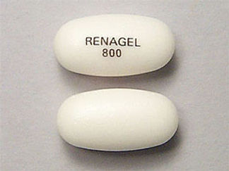 This is a Tablet imprinted with RENAGEL  800 on the front, nothing on the back.