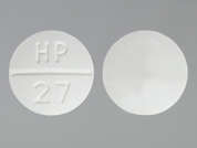 Verapamil Hcl: Esto es un Tableta blanco redondo imprimido con HP  27 en la parte delantera, nada en la parte posterior, y es fabricado por AVET PHARMACEUT.